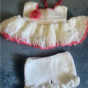 Set of Hand crocheted lace up baby outfits